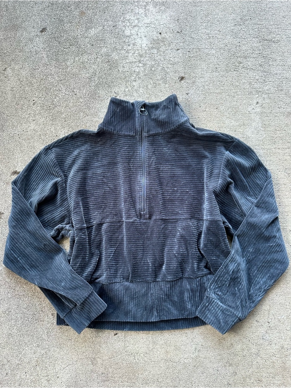 prAna Escambia Half Zip Green Velour Ribbed Sweater